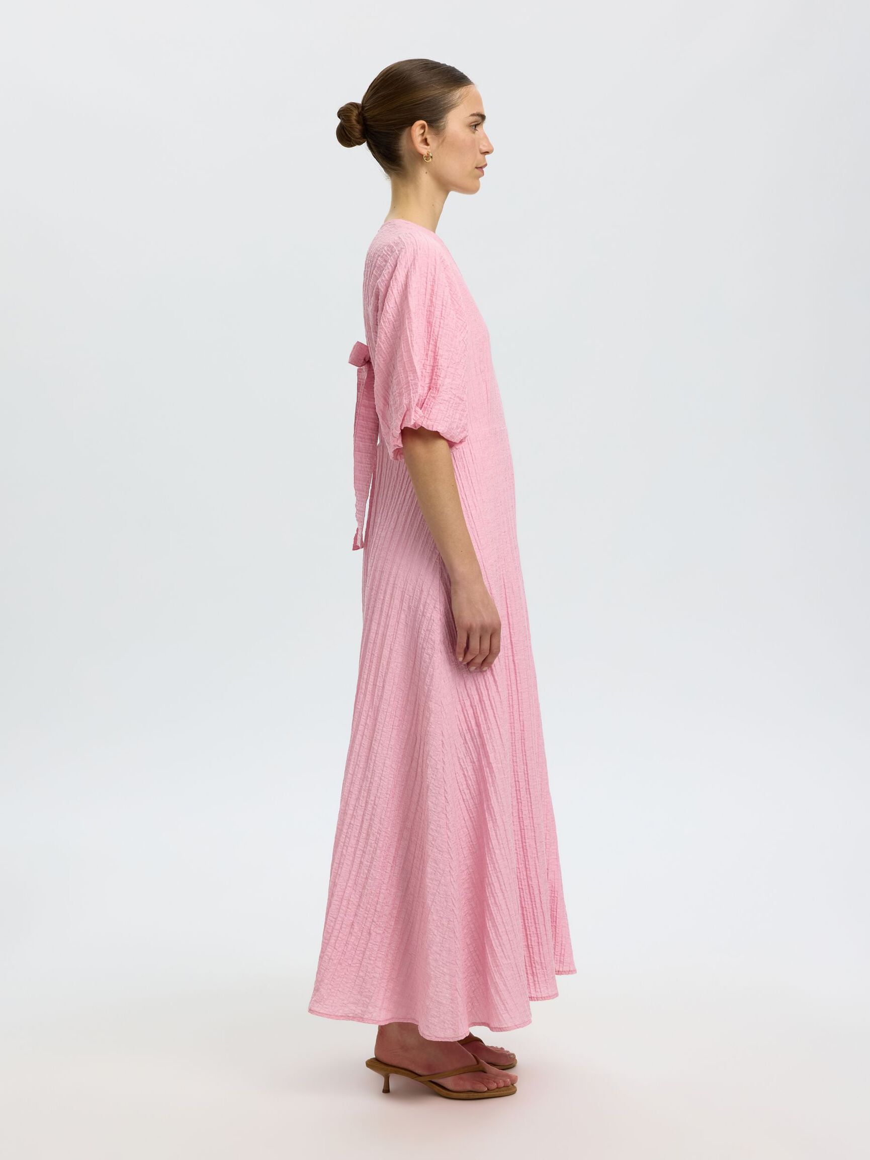 BALLOON SLEEVE MAXI DRESS, Bleached Mauve, highres