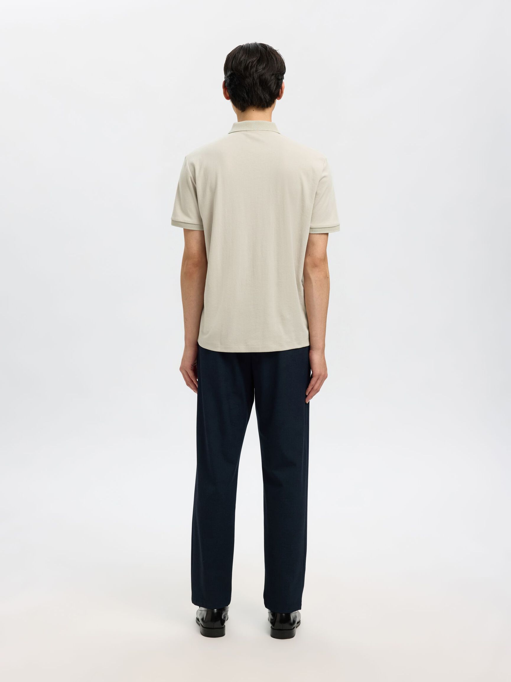 ZIPPER POLO SHIRT, Oatmeal, highres