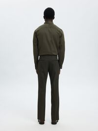 WOVEN WOOL BLEND TROUSERS, Dark Green, highres