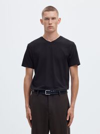 COL EN V T-SHIRT, Black, highres
