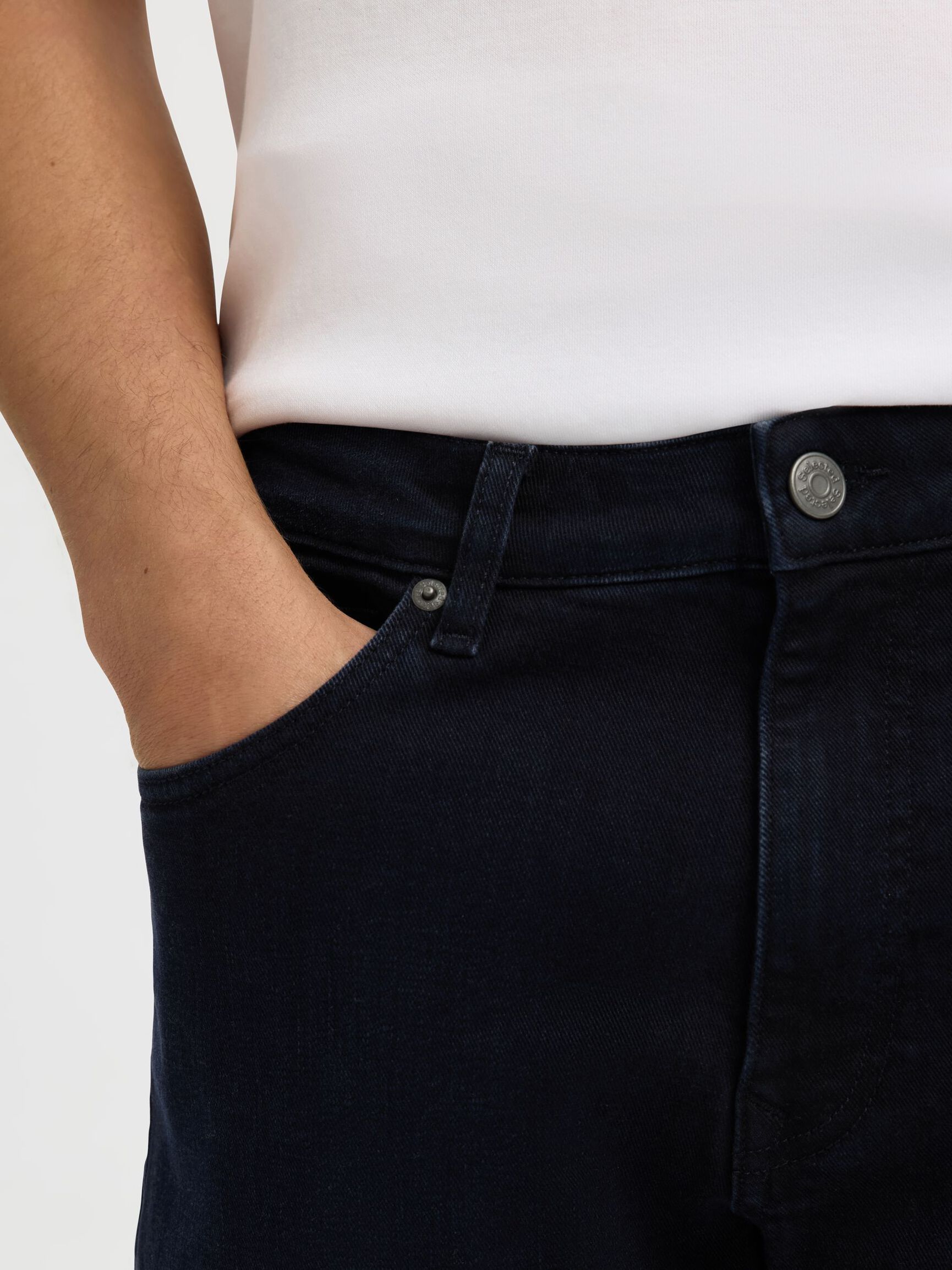 196 FLEX STRAIGHT FIT JEANS, Blue Black Denim, highres