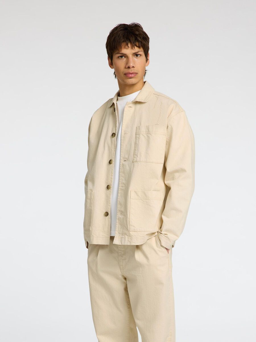 Selected HYBRID COTTON DENIM JACKET, Ecru, highres - 16096957_Ecru_003.jpg