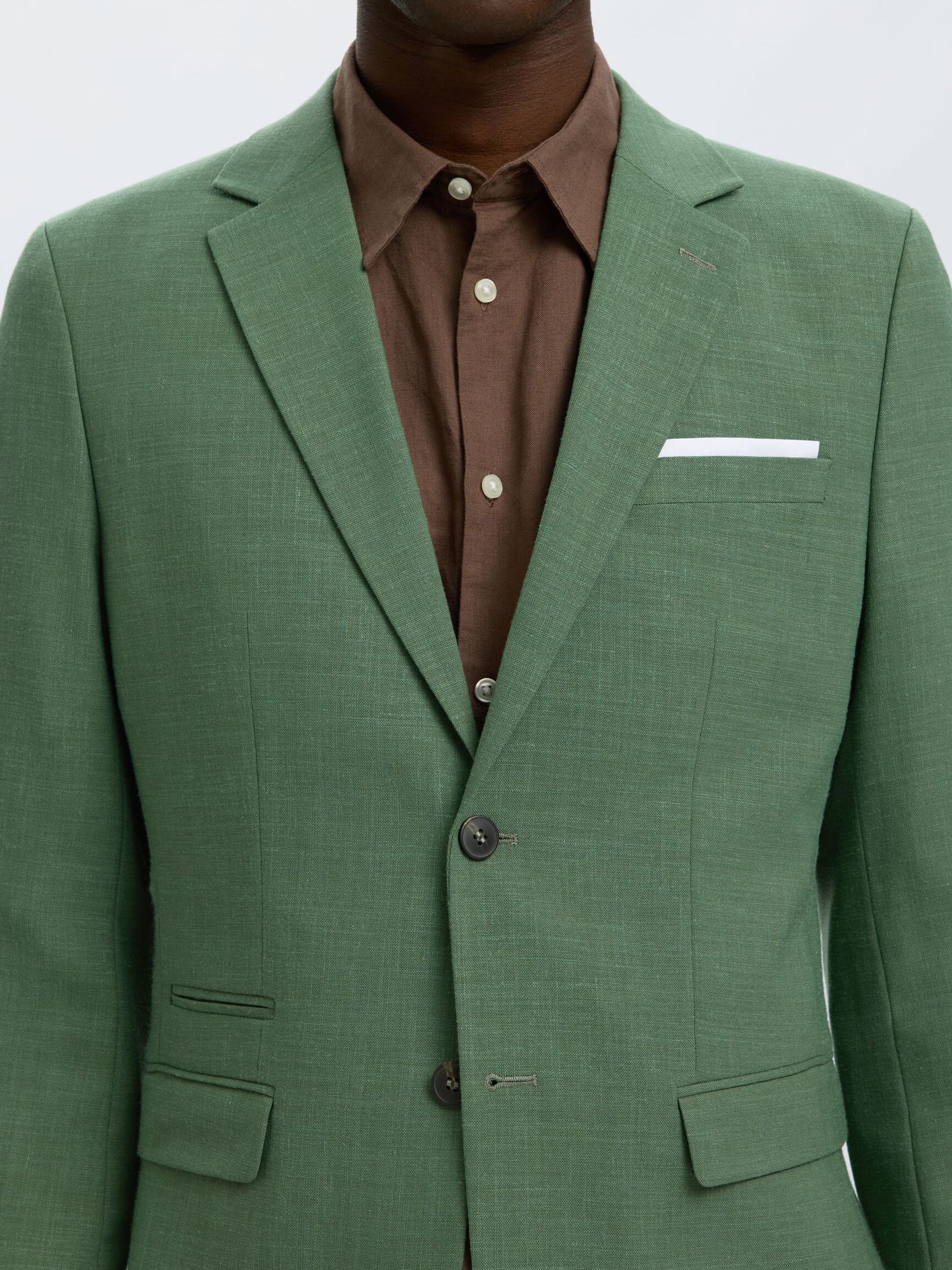 COUPE SLIM BLAZER À SIMPLE BOUTONNAGE, Olive Green, highres
