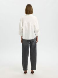 COTTON 3/4 SLEEVED SHIRT, Bright White, highres