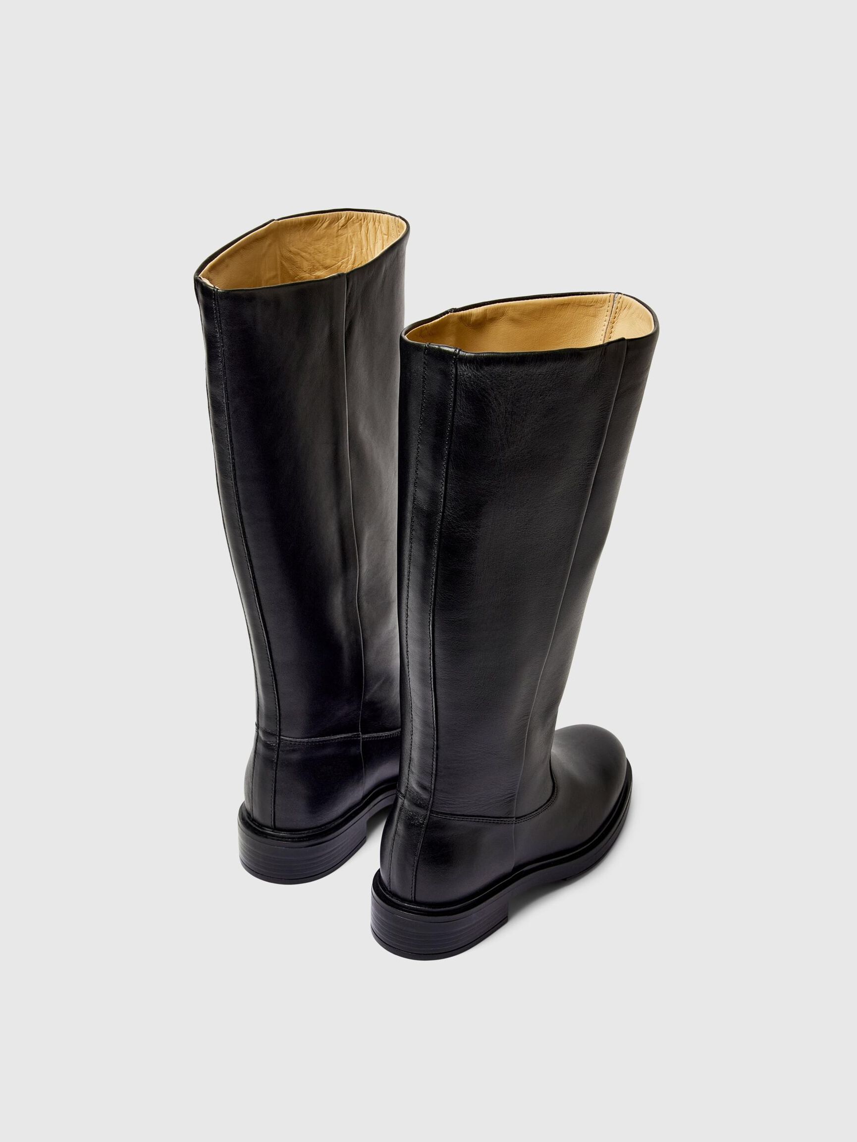 LÆDER KNÆHØJE STØVLER, Black, highres