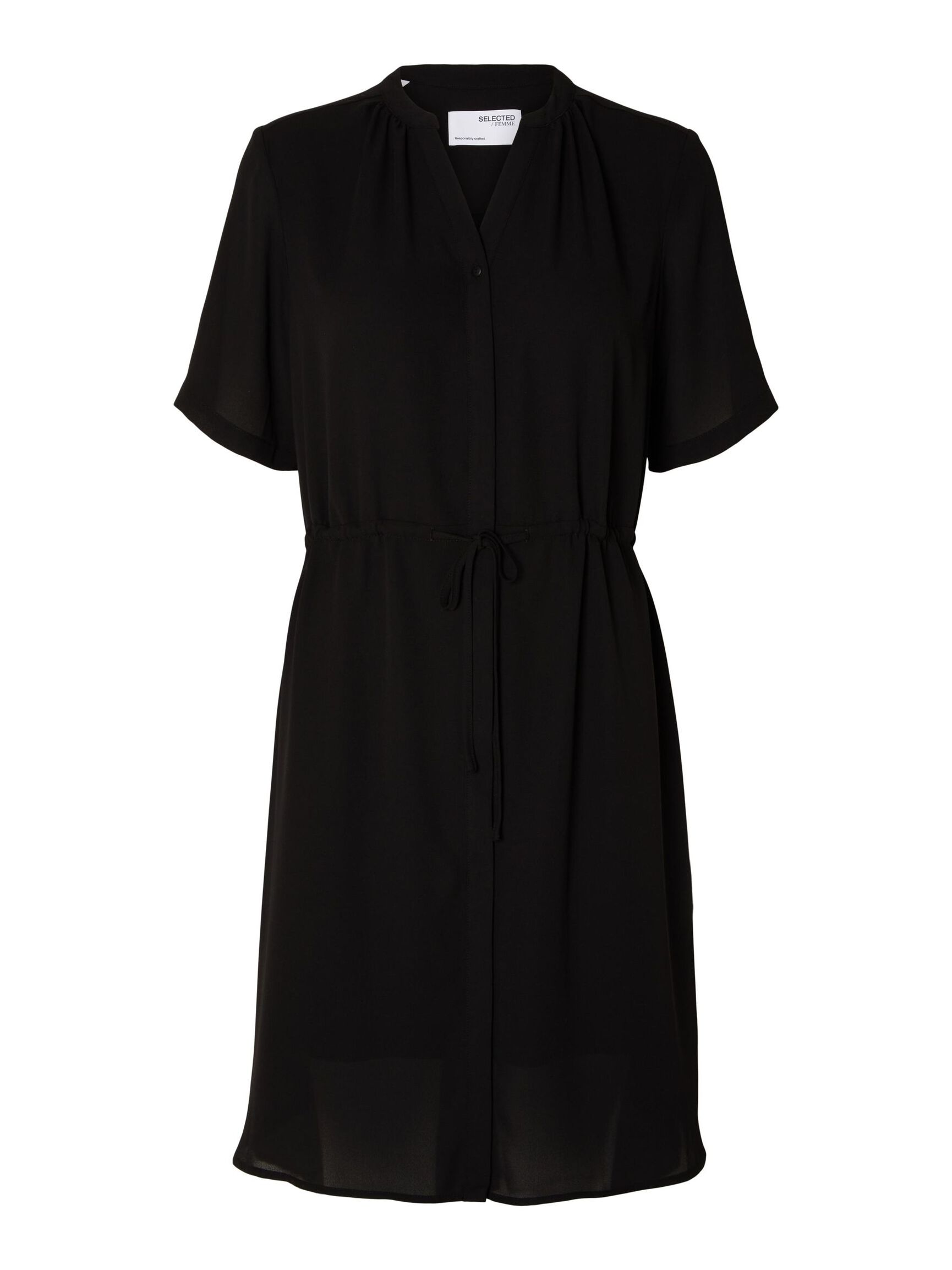 SHORT-SLEEVED SHIRT DRESS, Black, highres