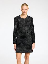 BOUCLÉ WOLLGEMISCH BLAZER, Black, highres