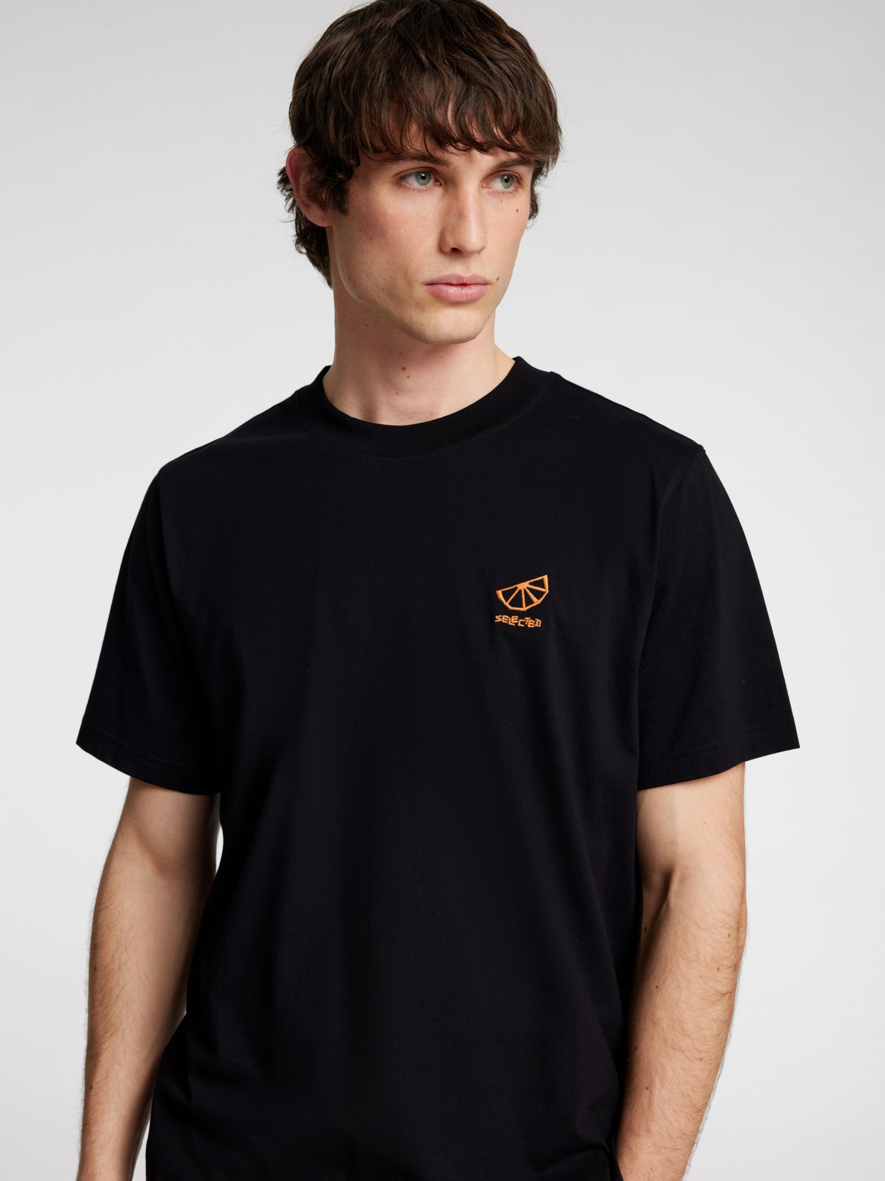 BESTICKTES T-SHIRT, Black, highres