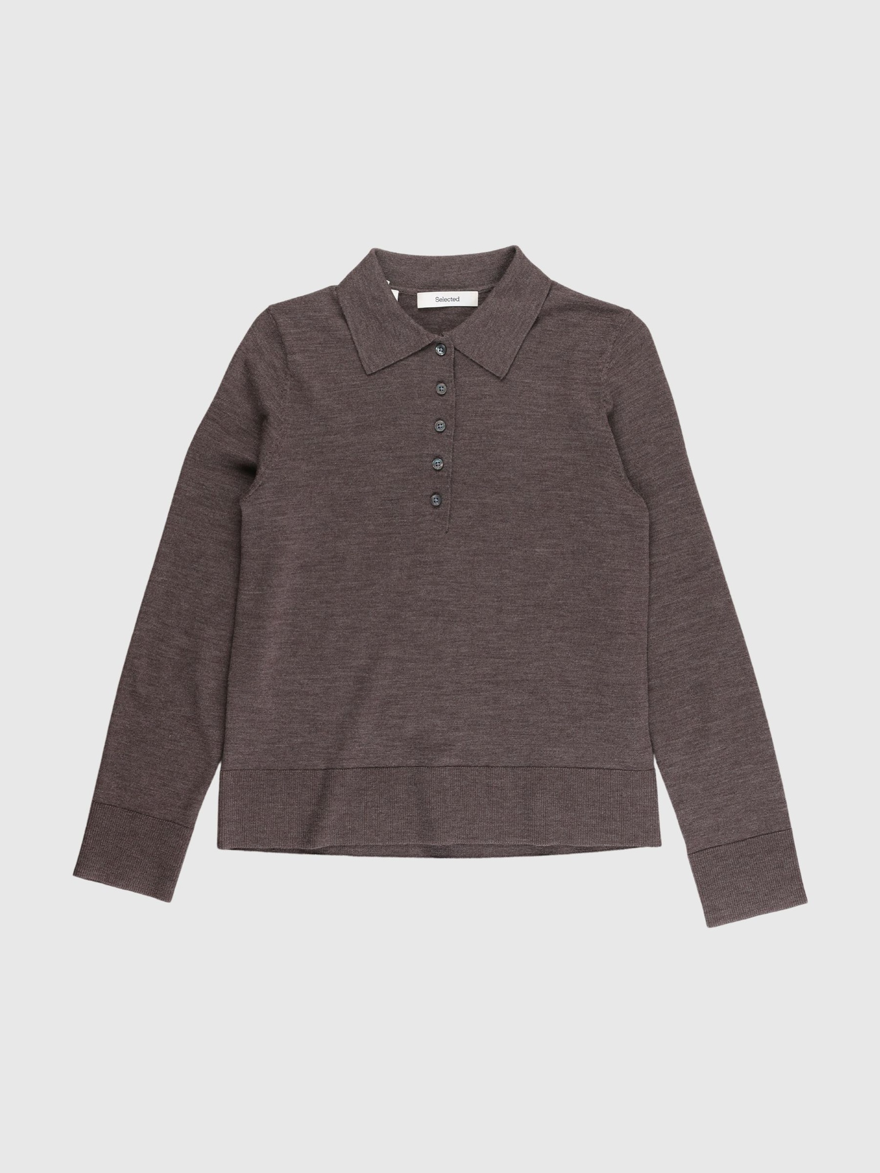 100% MERINOULD LANGÆRMET POLO, Birch, highres