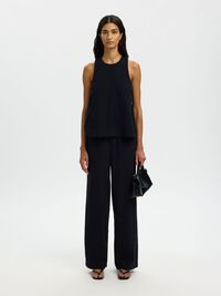 ÆRMELØS TOP I HØRBLANDING, Black, highres