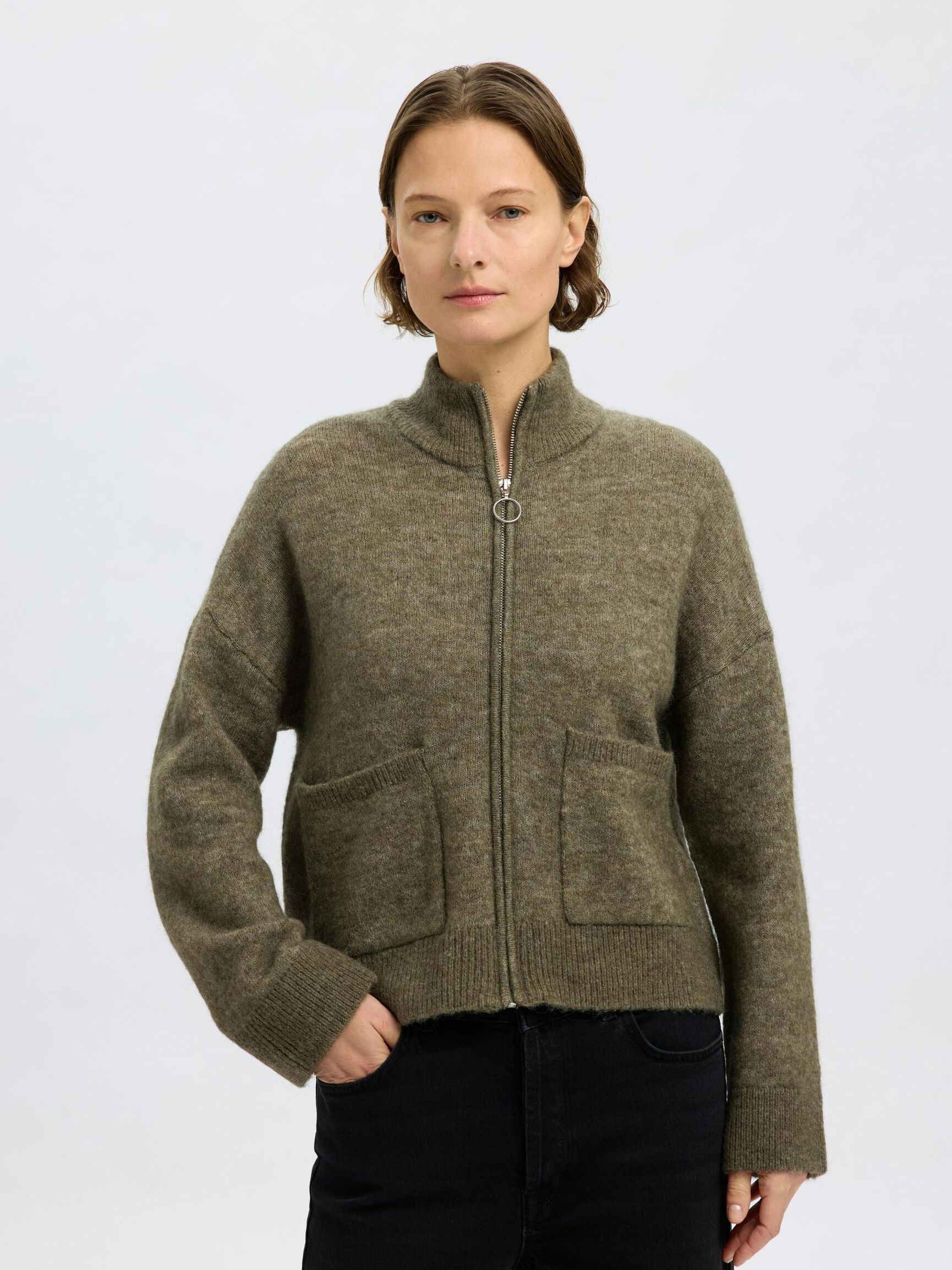 WOOL BLEND CARDIGAN, Vetiver, highres