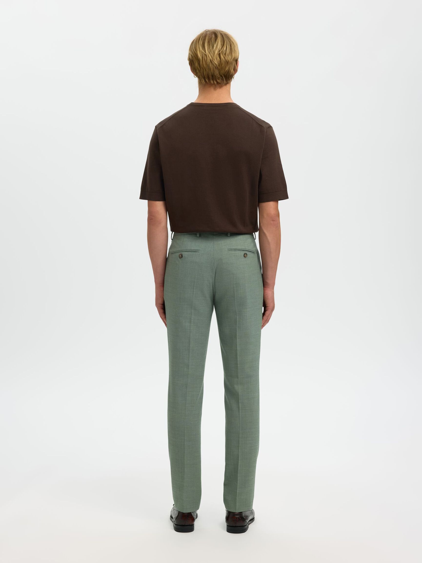 SLIM FIT ANZUGHOSE, Light Green Melange, highres