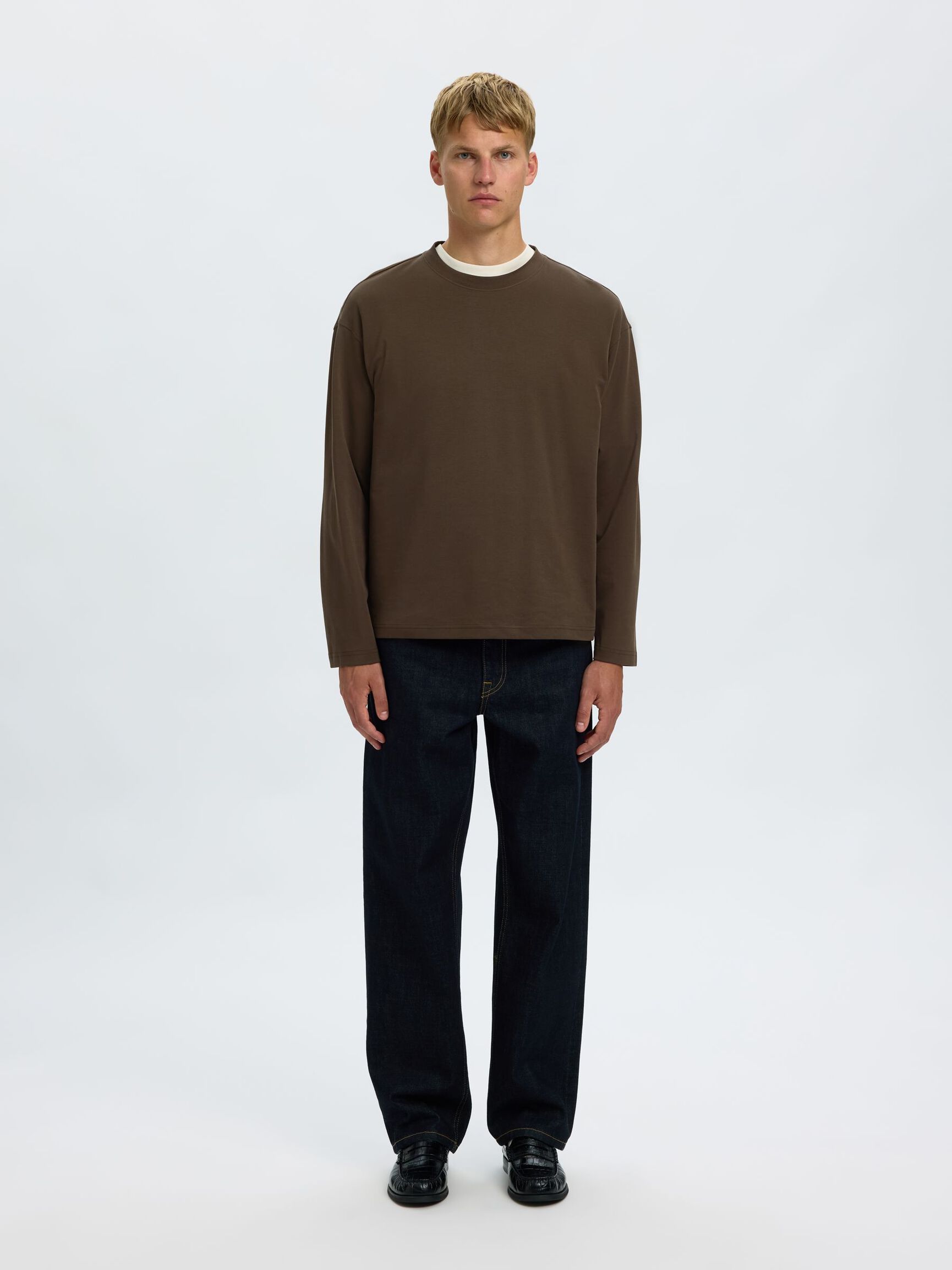 ORGANIC COTTON LONG-SLEEVED T-SHIRT, Turkish Coffee, highres