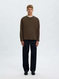 ORGANIC COTTON LONG-SLEEVED T-SHIRT, Turkish Coffee, highres
