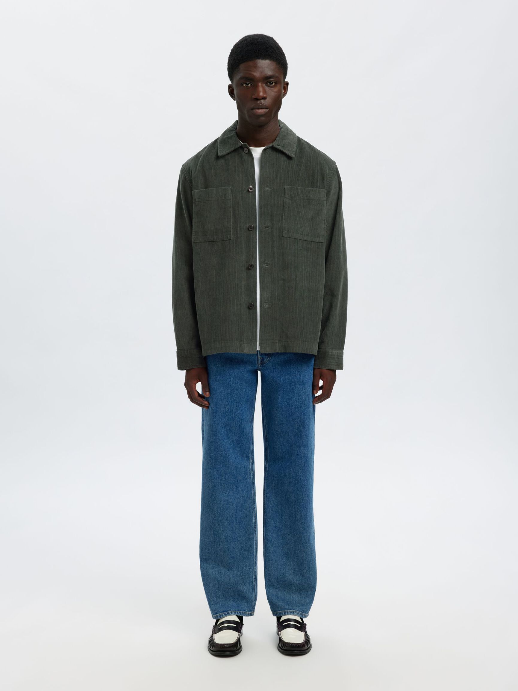 CORDUROY OVERSHIRT, Deep Forest, highres