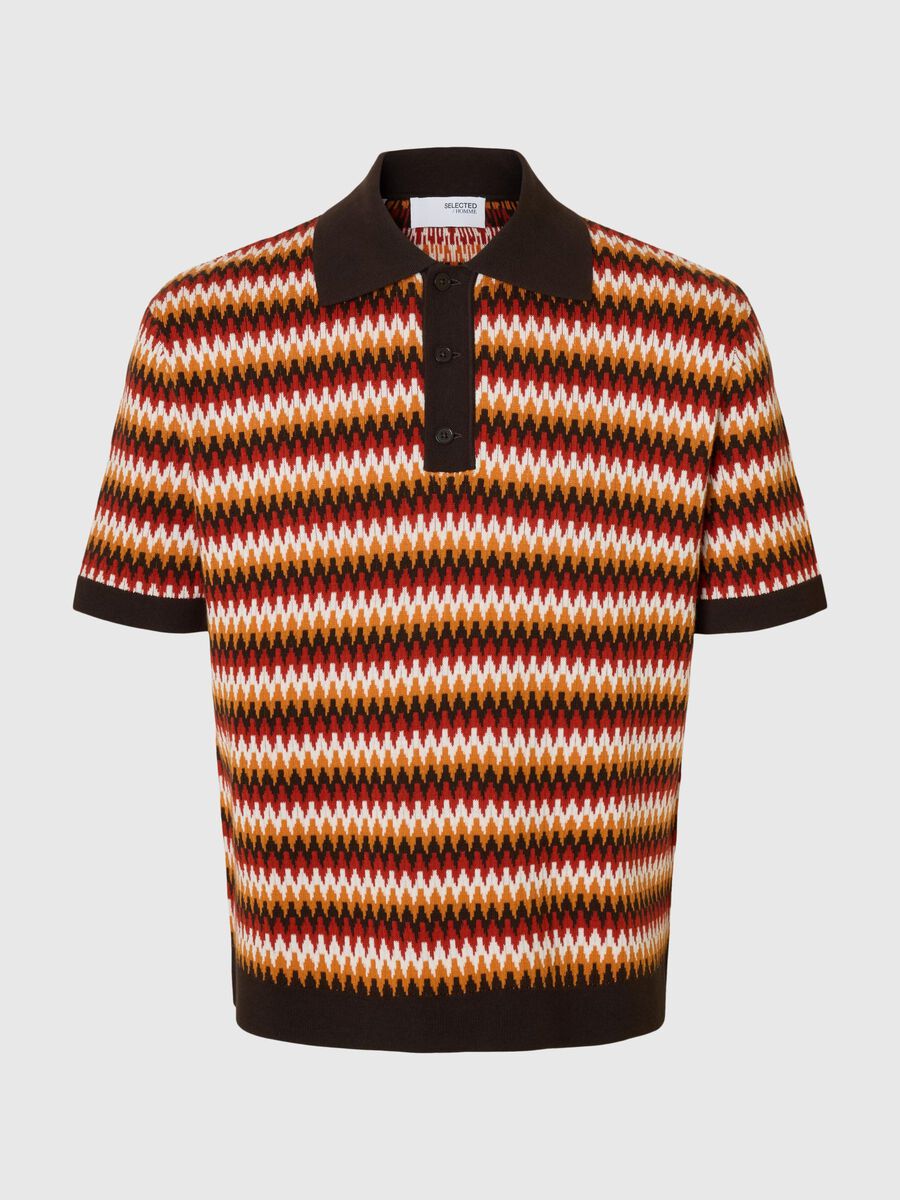 Selected SHORT SLEEVED KNITTED POLO SHIRT, Chocolate Torte, highres - 16100181_ChocolateTorte_1238654_001.jpg