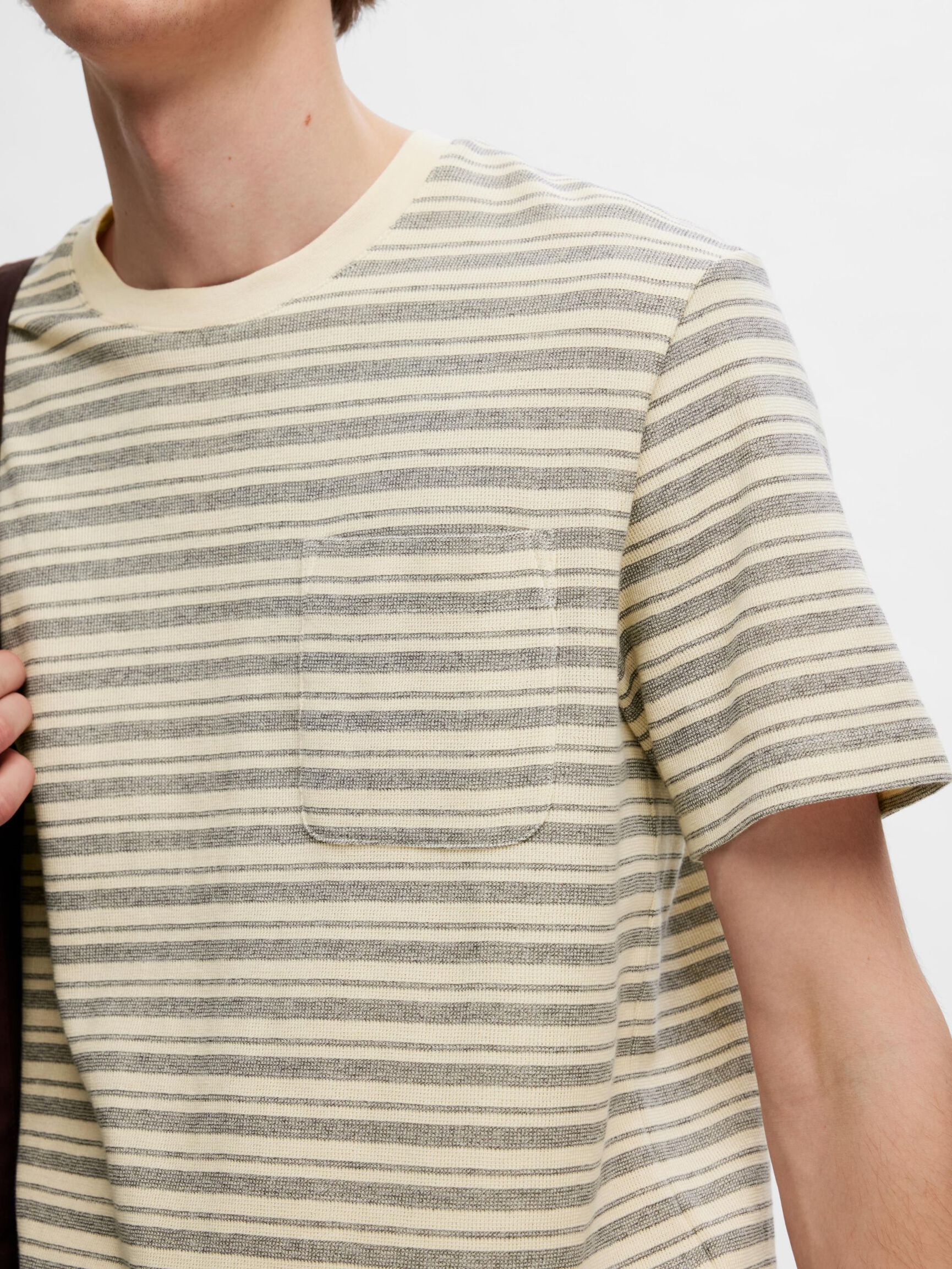 STRIPED T-SHIRT, Asphalt, highres