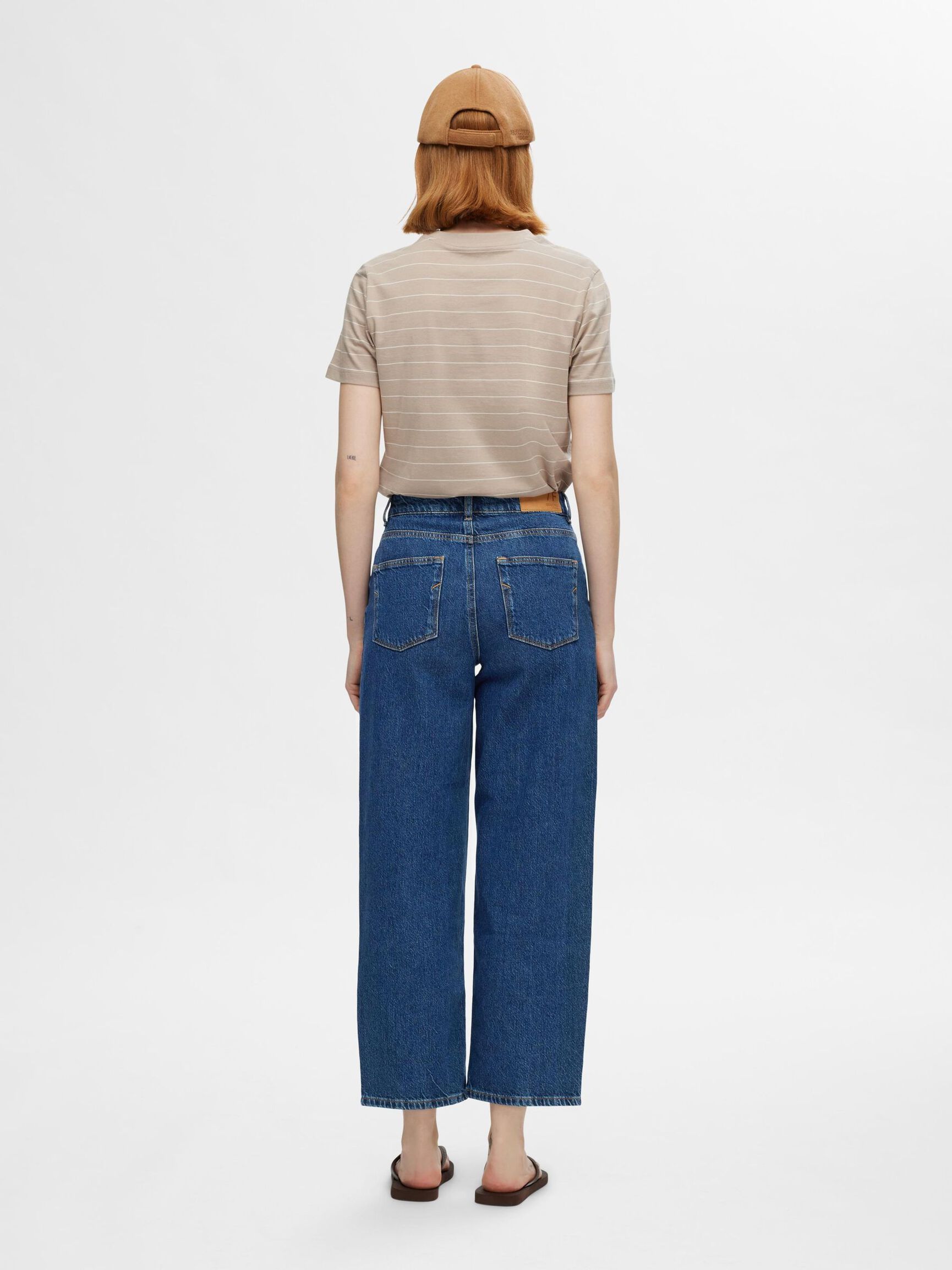 CROPPED STRAIGHT FIT JEANS, Medium Blue Denim, highres