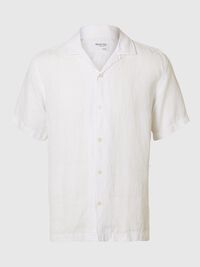 100% LINNEN OVERHEMD MET KORTE MOUWEN, White, highres
