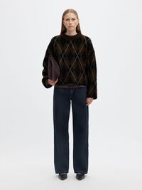 ARGYLE KNITTED JUMPER, Delicioso, highres