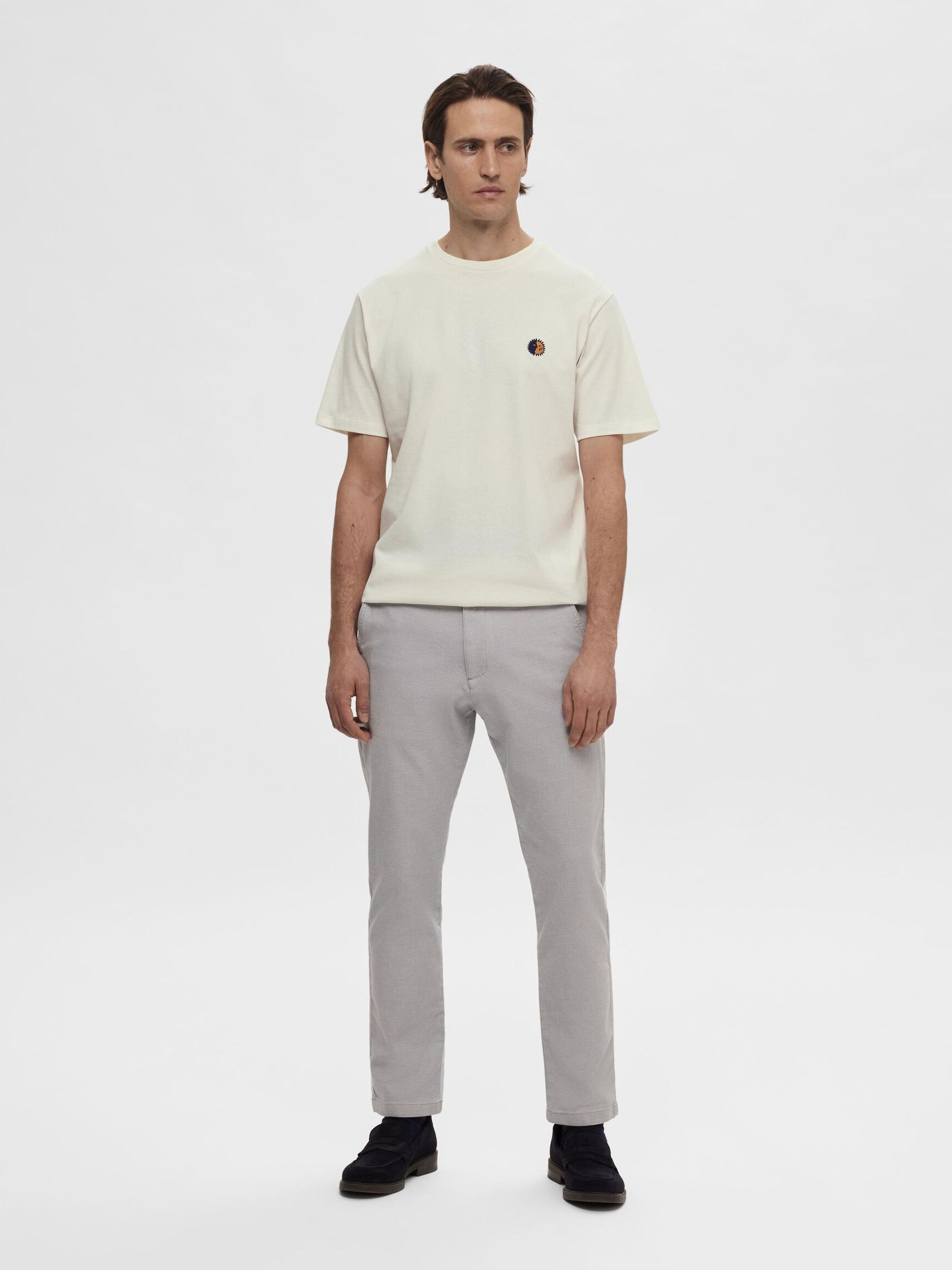 BRODERET T-SHIRT, Egret, highres
