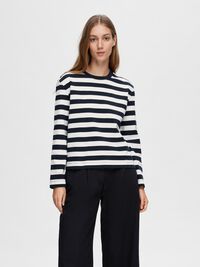 STRIPED LONG-SLEEVED T-SHIRT, Dark Sapphire, highres