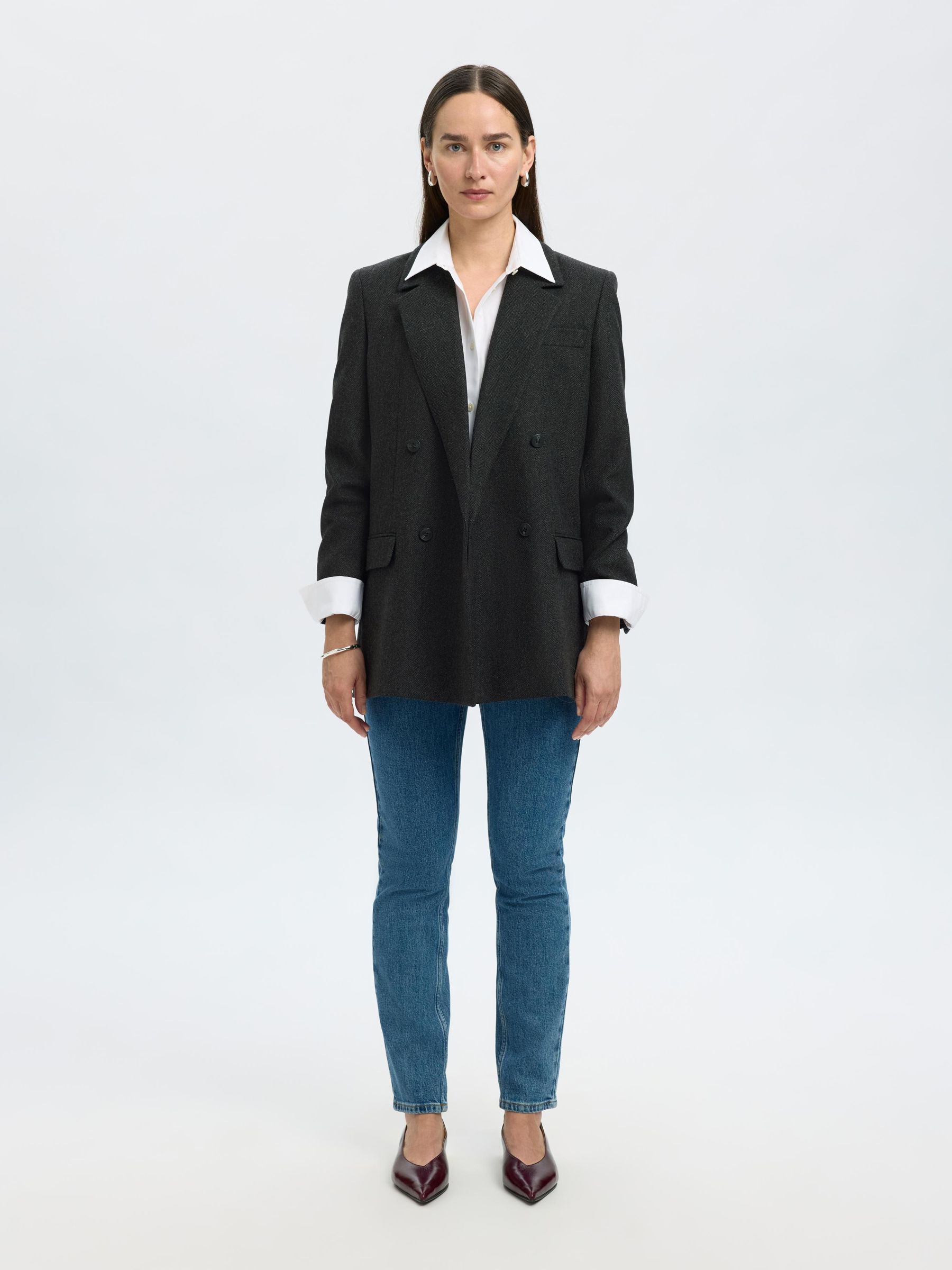 WOLLMIX ZWEIREIHIGER BLAZER, Black, highres