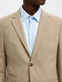 WOVEN WOOL BLEND BLAZER, Sand, highres