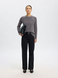 WOOL BLEND JUMPER, Medium Grey Melange, highres