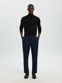 100% MERINO WOOL TURTLENECK, Black, highres