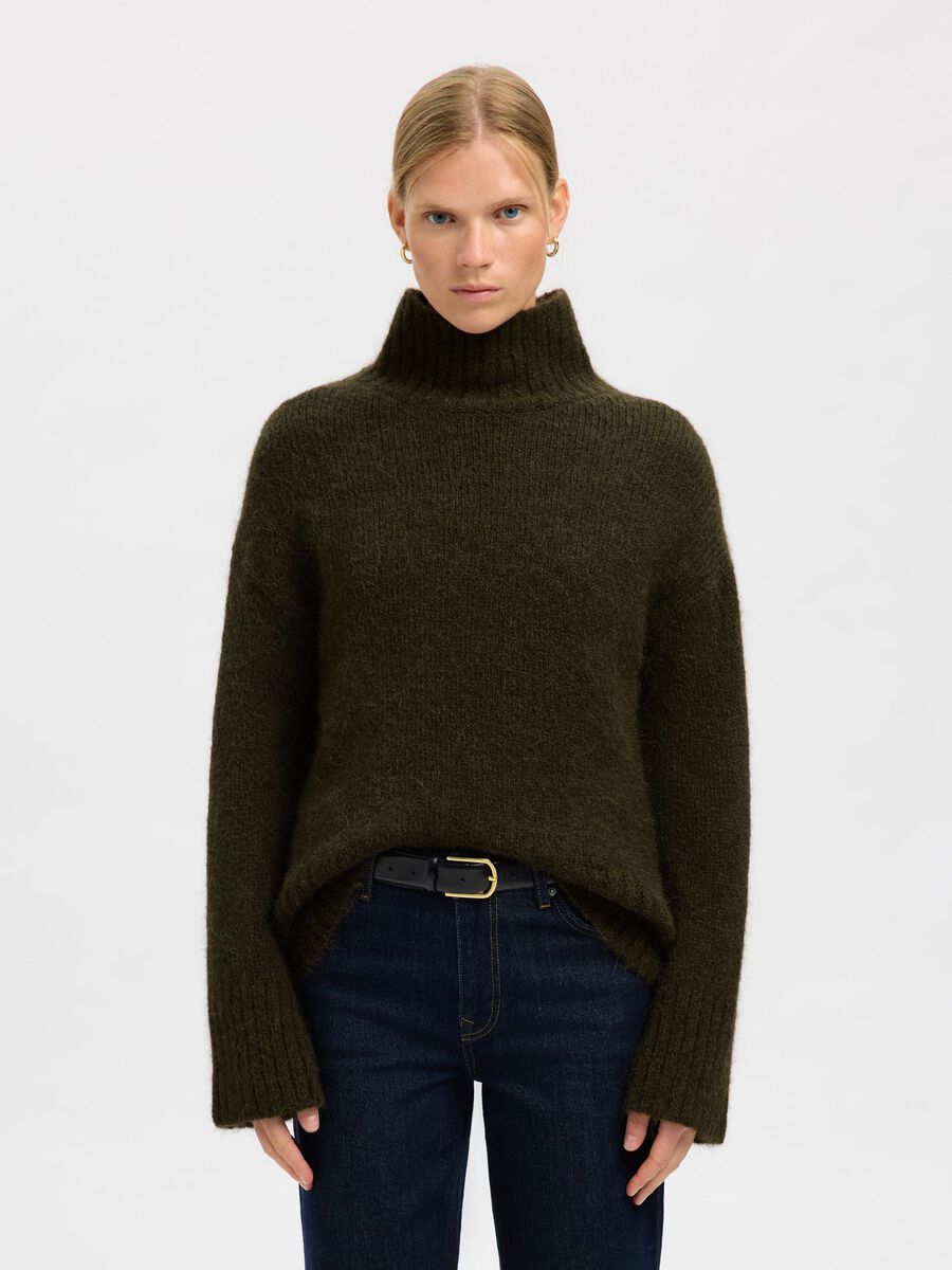 Product tile image - WOOL BLEND HIGH-NECK JUMPER, Deep Depths | 16091863_DeepDepths