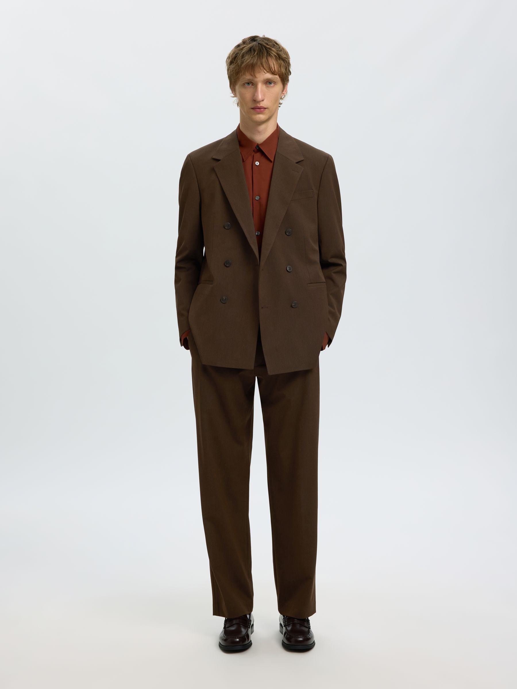 RELAXED FIT DOUBLE-BREASTED BLAZER, Demitasse, highres