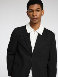 100% COTTON BLAZER, Black, highres