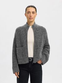 WOOL BLEND CARDIGAN, Medium Grey Melange, highres