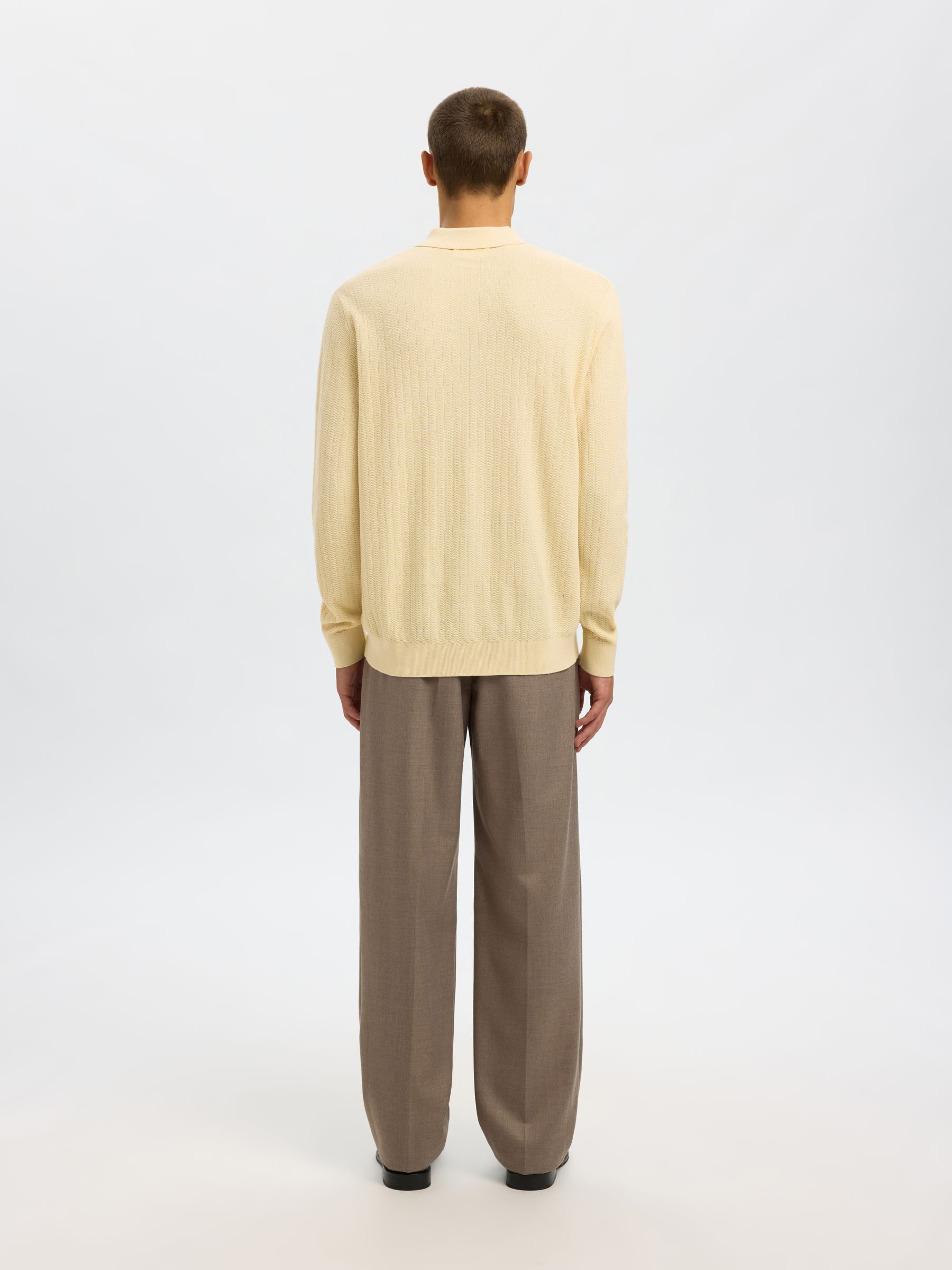 100% COTTON LONG-SLEEVED POLO, Angora, highres