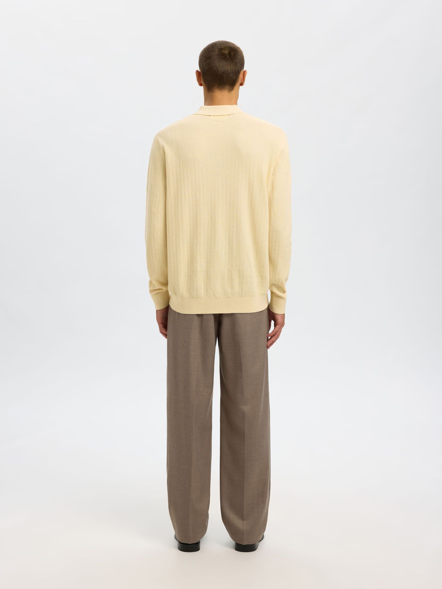 100% COTTON LONG-SLEEVED POLO, Angora, highres