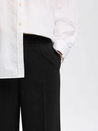 WOVEN WIDE-LEG TROUSERS, Black, highres