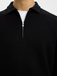 POLO STYLE SWEATSHIRT, Black, highres