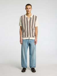 REGULAR FIT GEBREID POLO, Egret, highres
