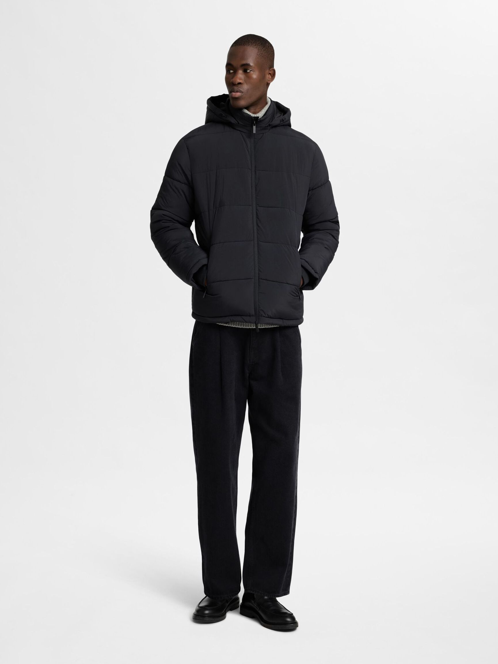 AVEC CAPUCHE VESTE REMBOURRÉE, Black, highres