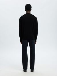 BAUMWOLL PULLOVER, Black, highres