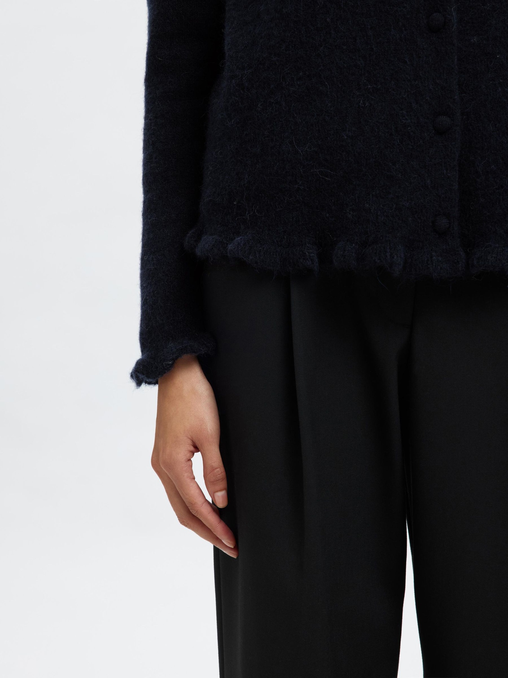 WOOL BLEND KNITTED CARDIGAN, Dark Sapphire, highres