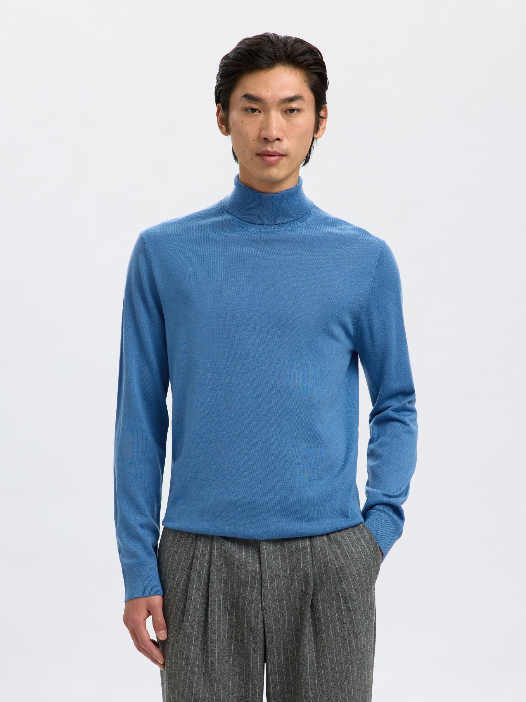 100% MERINO WOOL TURTLENECK, True Navy, highres