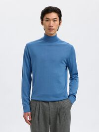 100% MERINO WOOL TURTLENECK, True Navy, highres