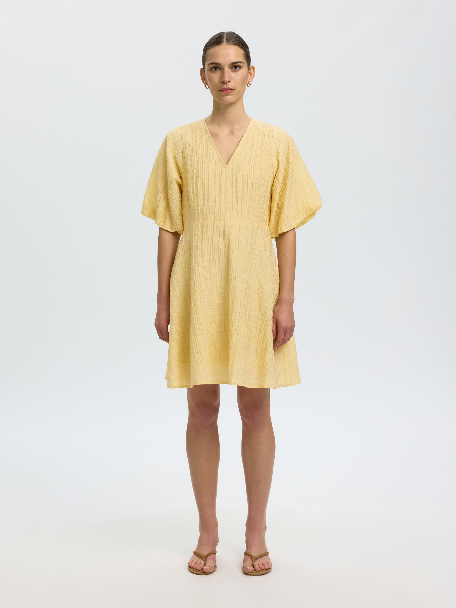 SHORT SLEEVED MINI DRESS, Italian Straw, highres