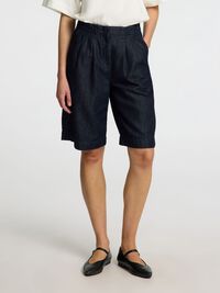 DENIM BERMUDA SHORTS, Dark Blue Denim, highres