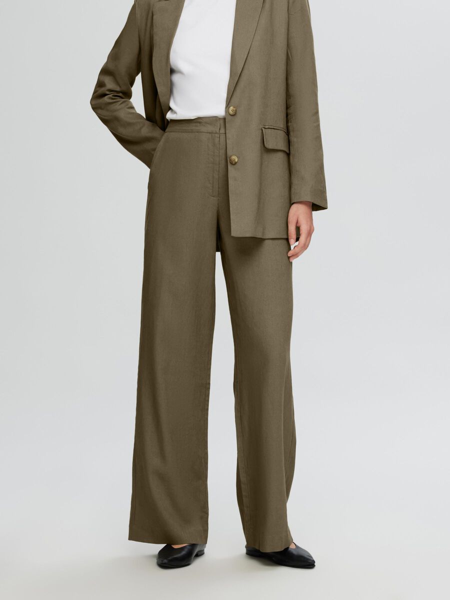 Selected WIDE FIT LEINENMIX HOSE, Covert Green, highres - 16096480_CovertGreen_003.jpg
