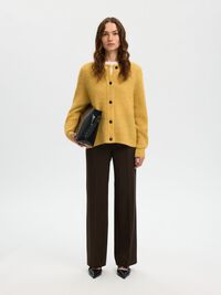 WOOL BLEND CARDIGAN, Ochre, highres