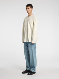 BOMULD LANGÆRMET T-SHIRT, Coconut Milk, highres