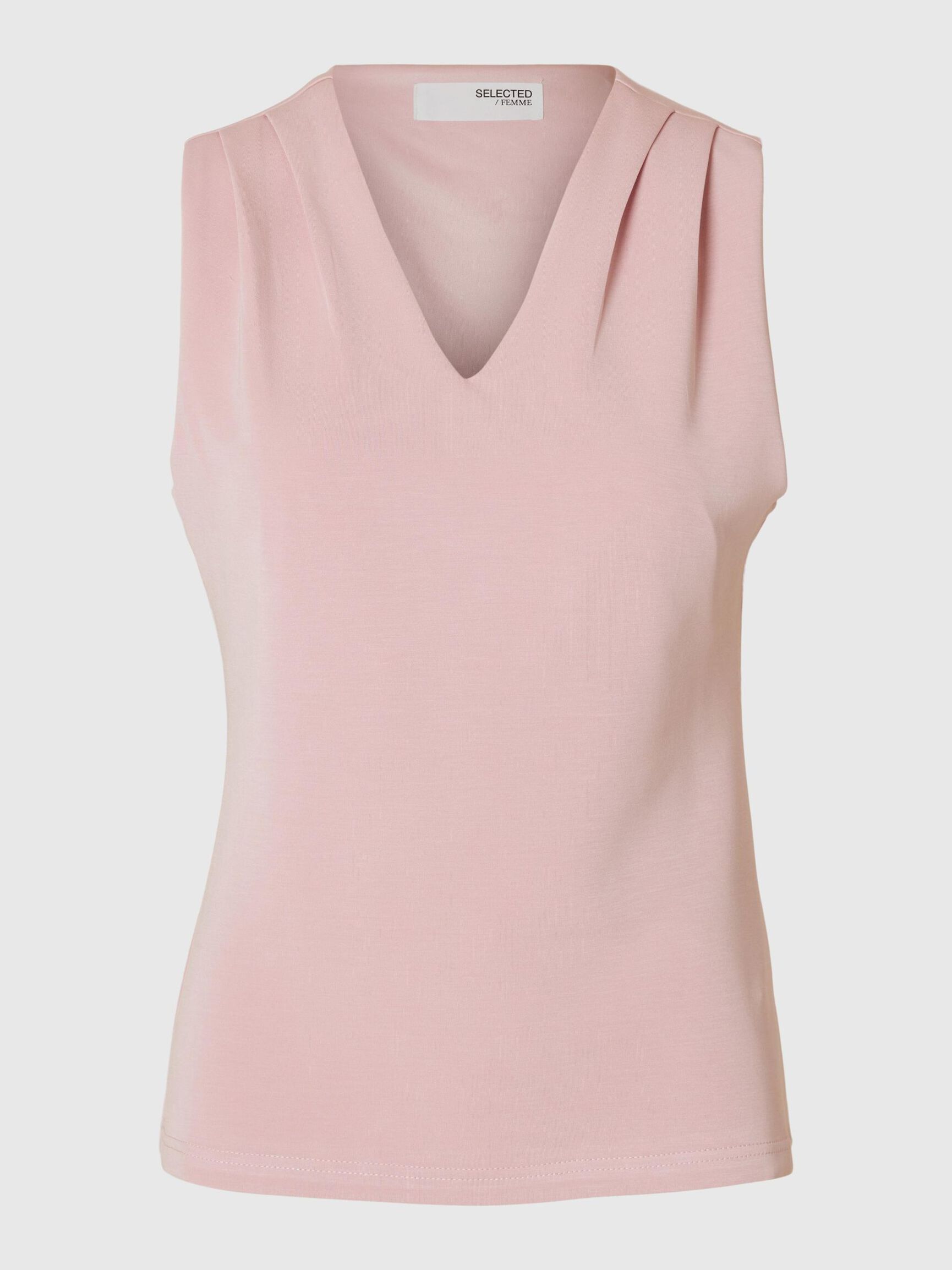 PRENDA SIN MANGAS TOP DE CUELLO EN PICO, Bleached Mauve, highres